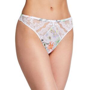 NWT Lise Charmel Folie d'Iris Floral Lace Thong in White Size XS
